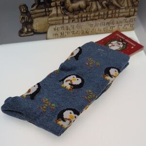 Blue Penguin Patterned Socks